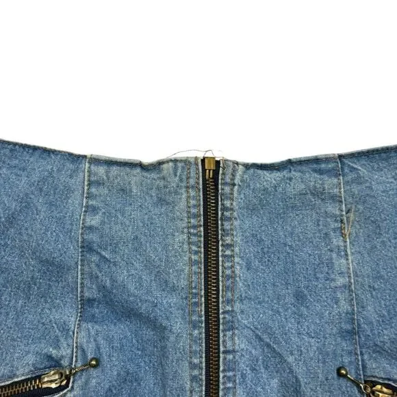 Vintage‎ Ladies 80’s Zipper Front Denim Maxi Skirt Size 14 - Picture 4 of 12